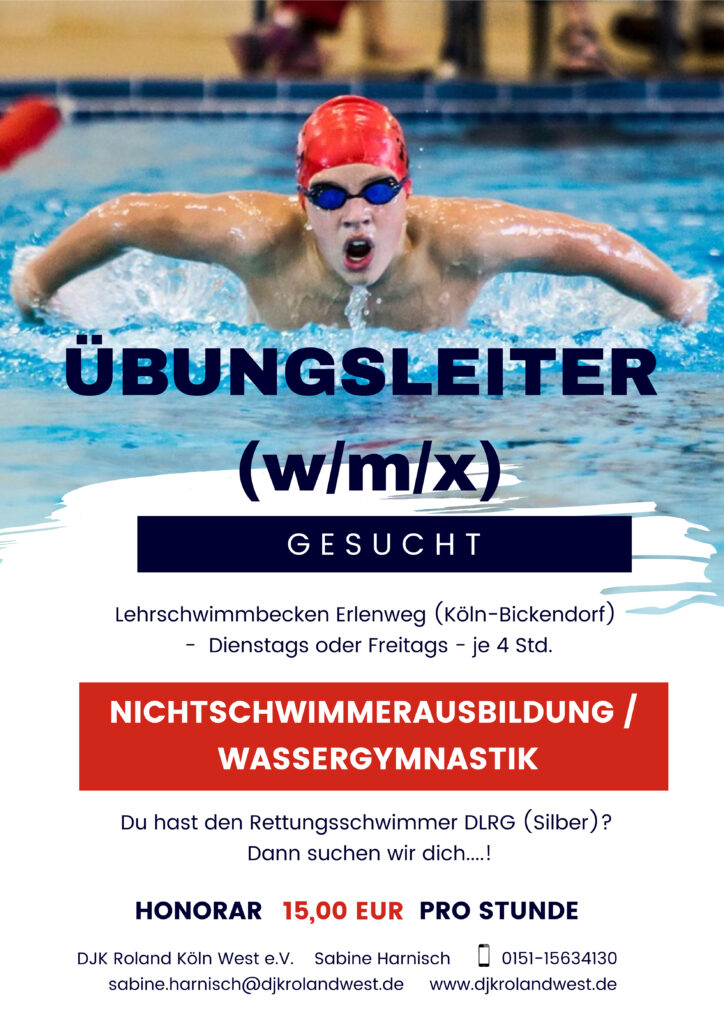 Übungsleiter (w/m/x/ gesucht. Meldung bei der Schwimmabteilung.